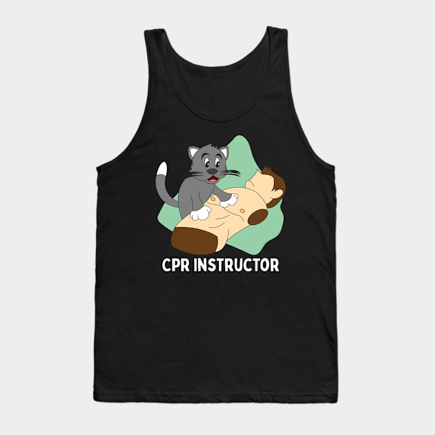 Cat Practicing First Aid Funny CPR Instructor Gift Tank Top by Giggias